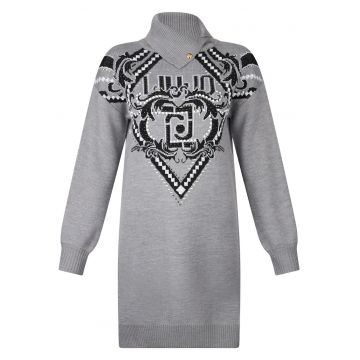 Rochie din amestec de lana cu guler inalt