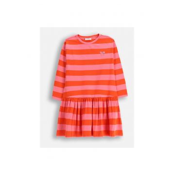 Rochie din bumbac cu imprimeu in dungi -