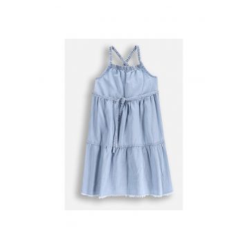 Rochie din chambray cu terminatie franjurata -