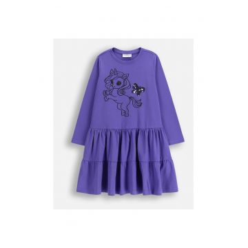 Rochie evazata cu imprimeu cu unicorn