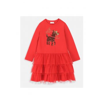 Rochie evazata cu imprimeu de craciun