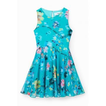 Rochie evazata cu imprimeu - fara maneci