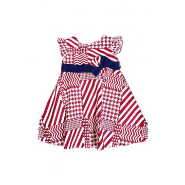 Rochie fetite alb cu rosu
