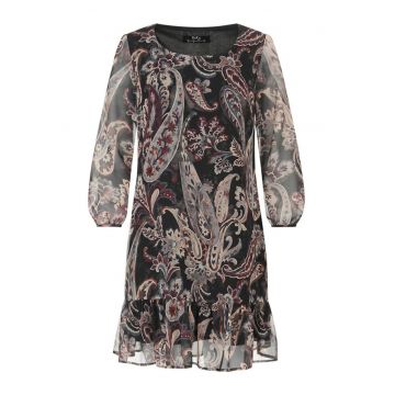 Rochie imprimeu paisley si volan la tiv