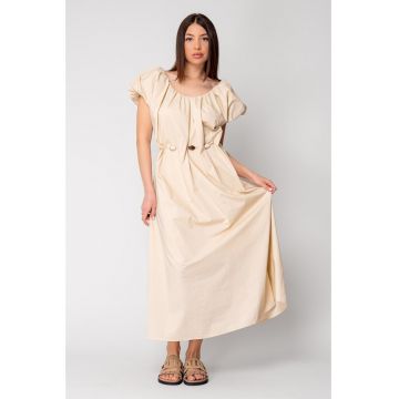 Rochie lunga cordon cu detalii ornamentale Beige 16346