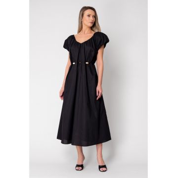 Rochie lunga cordon cu detalii ornamentale Black 16343