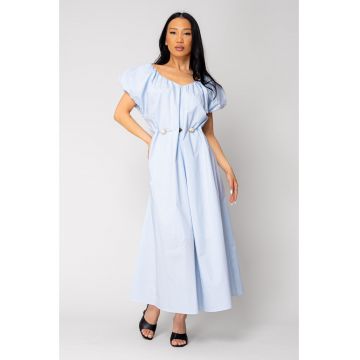 Rochie lunga cordon cu detalii ornamentale Light Blue 16339