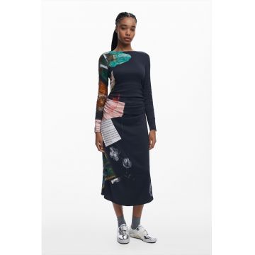 Rochie lunga cu fronseuri