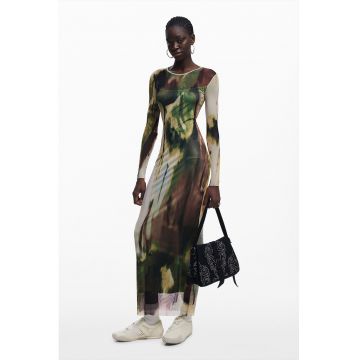 Rochie lunga semitransparenta cu model