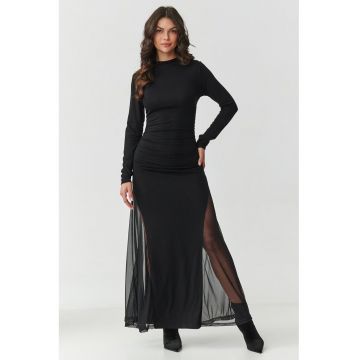 Rochie maxi eleganta cu insertii din tul