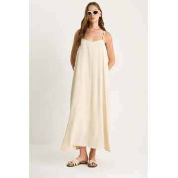 Rochie maxi fara bretele -  textil - bej