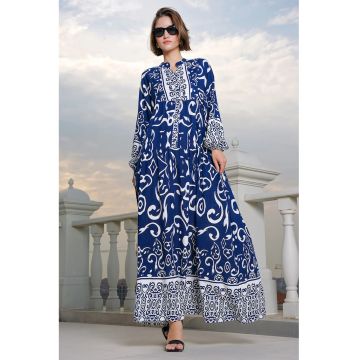 Rochie Maxi - HiCCUP - Decolteu in V - Albastru Marin - Textil