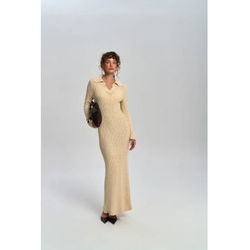 Rochie Maxi -  Tricotata - Bej Natural -
