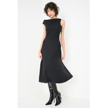 Rochie midi cu decolteu pe un umar Crepe