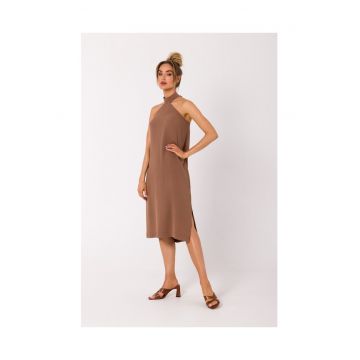 Rochie midi cu guler tip halter -