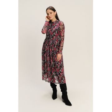 Rochie midi din amestec de modal cu model floral