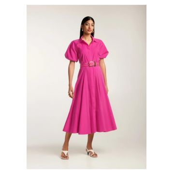 Rochie midi din bumbac tip camasa cu maneci scurte Oman