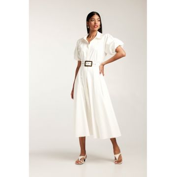 Rochie midi din bumbac tip camasa cu maneci scurte Oman