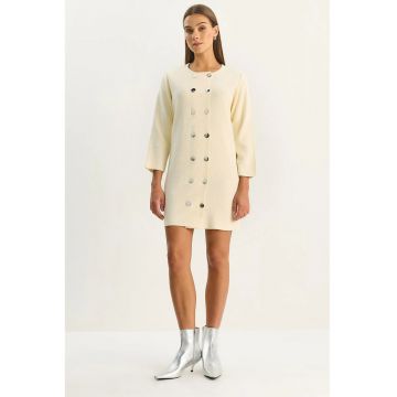 Rochie mini -  tricotata - Crema naturala -