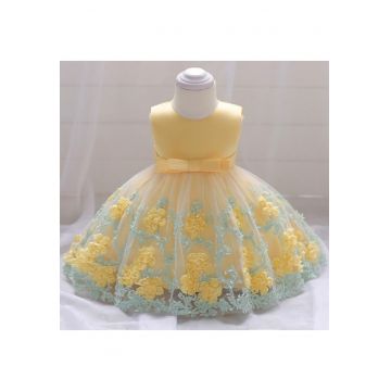 Rochie Ocazie  Model AL 11635 Gradina de flori - Galben - 9-12 luni -