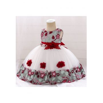 Rochie Ocazie  Model AL 11680 cu broderie visinie - 3-6 luni -