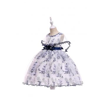 Rochie Ocazie  Sapphirine Collection - Fara maneca - Alb - Albastru