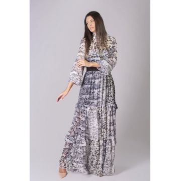 Rochie print cu volane