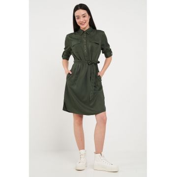 Rochie scurta cu buzunare pe piept