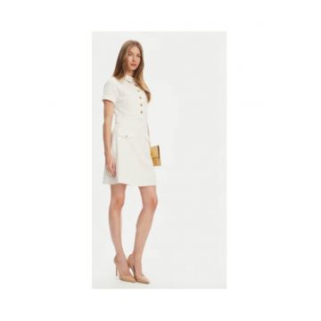 Rochie scurta tricotata cu guler si nasturi decorativi