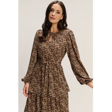 Rochie stratificata din amestec de modal cu animal print