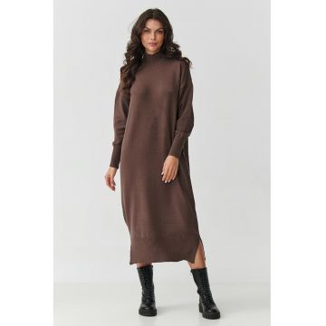 Rochie tip pulover cu guler rasucit -