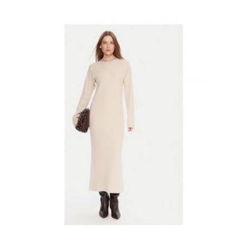 Rochie tricotata -  bej - 53% poliamida - 47% lana -