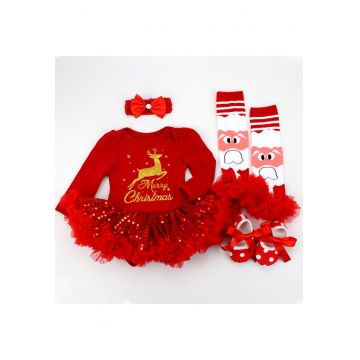 Rochita Rosie cu Accesorii de Craciun