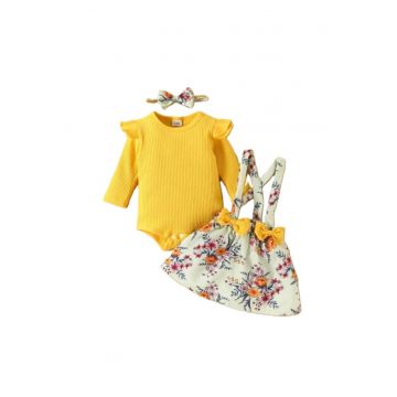 Sarafan  Model Little Flowers - Fete - Maneca lunga - Multicolor