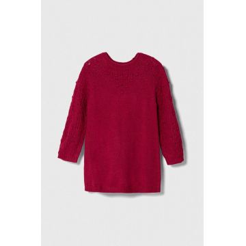 United Colors of Benetton rochie din amestec de lână pentru copii culoarea violet, mini, dreaptă