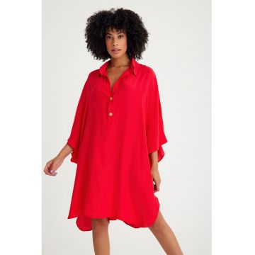 Rochie-camasa cu croiala lejera si model uni