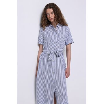 Rochie-camasa din amestec de in cu cordon