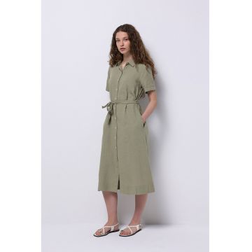 Rochie-camasa din amestec de in cu cordon