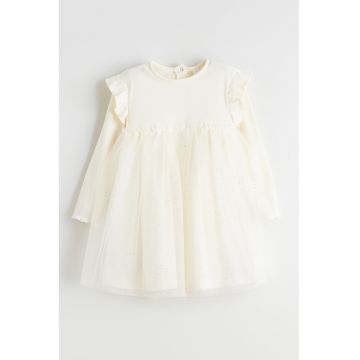 Rochie cu tul si maneci lungi