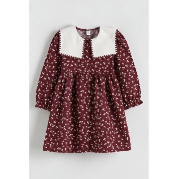 Rochie de bumbac cu guler patrat