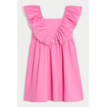 Rochie de bumbac cu maneci cu volane