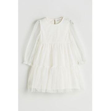 Rochie evazata cu insertii din tul