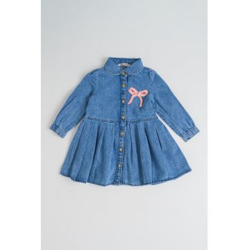 Rochie evazata din denim cu nasturi