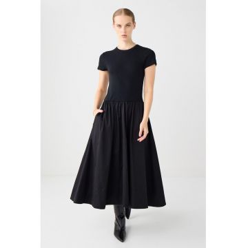 Rochie lunga cu buzunare - Negru -