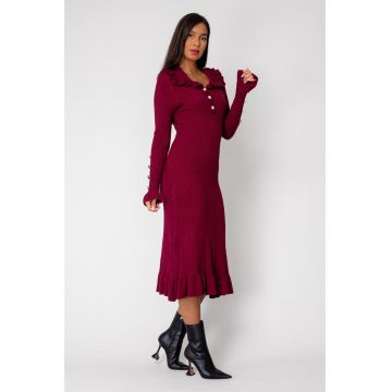 Rochie lunga tricotata Burdundy 18442