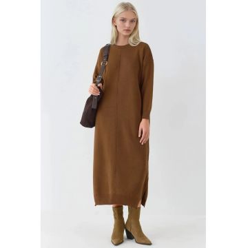 Rochie lunga -  tricotata - maro - tricot -