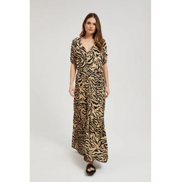 Rochie maxi beige cu model