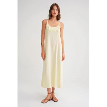 Rochie maxi  galben - textil - cu bretele subtiri