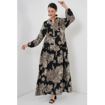 Rochie maxi - HiCCUP - imprimeu - negru/gri - viscoza