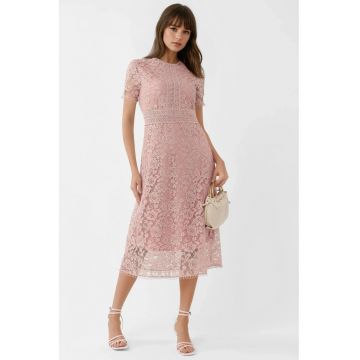 Rochie Midi A-Line  Dantela - Roz aprins - Femei